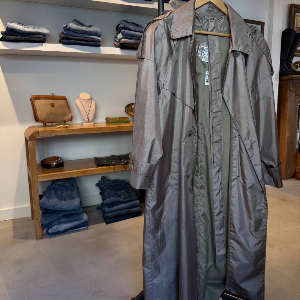 Vintage Nylon Grey/Silver Trench Coat